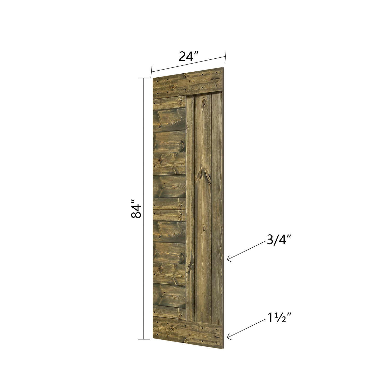 L Style Finished Single Sliding Barn Door(Hardware Kit NOT Included)(Assembly Needed)(Custom Size Available)