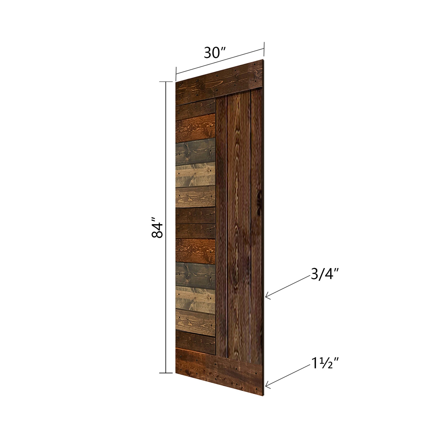 L Style Finished Single Sliding Barn Door(Hardware Kit NOT Included)(Assembly Needed)(Custom Size Available)