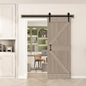 K Style Solid Core Interior Sliding Barn Door Coffee  Finished with Hardware Track -Easy Assembly Required