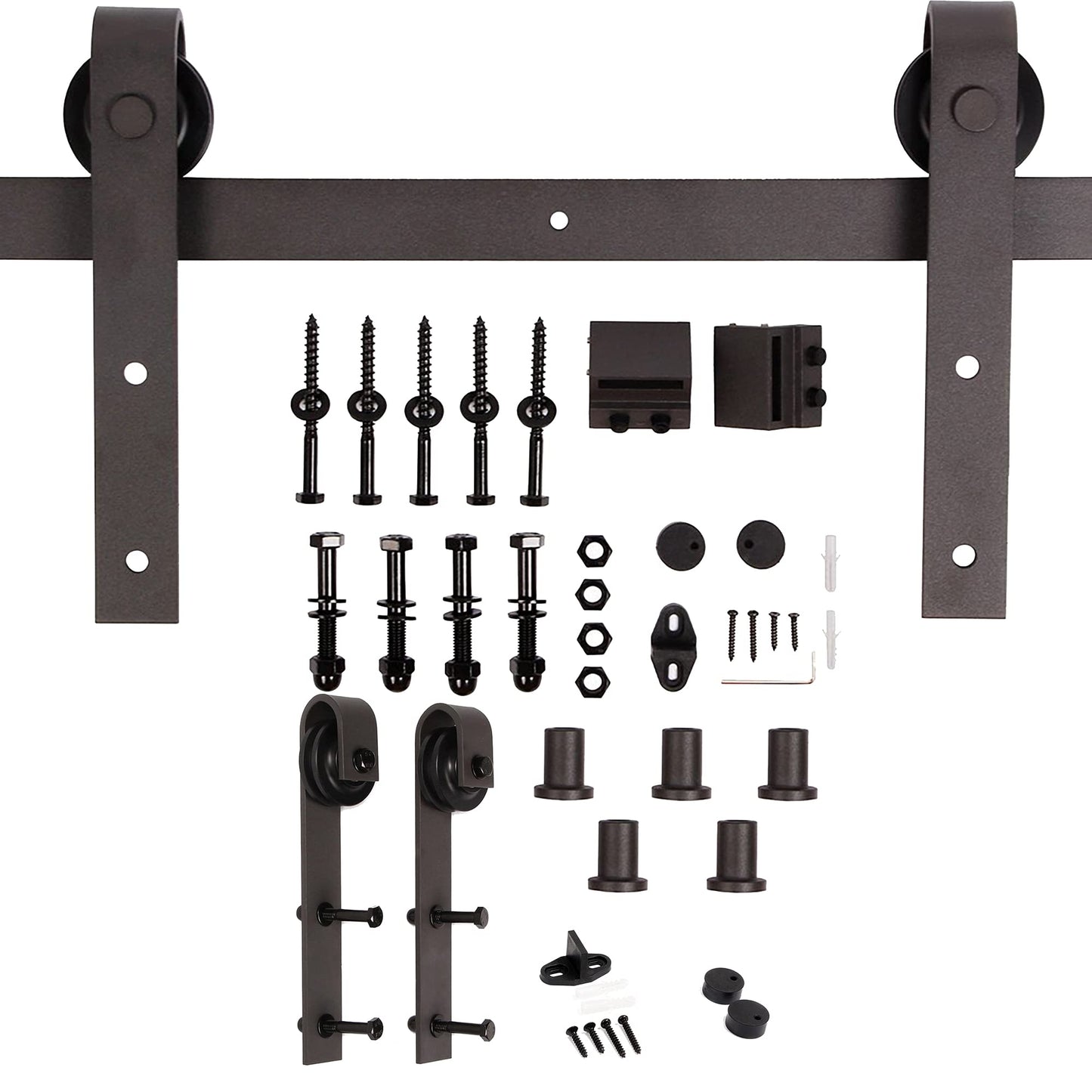 K Style Solid Core Interior Sliding Barn Door Coffee  Finished with Hardware Track -Easy Assembly Required