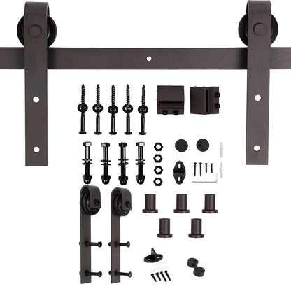 K Style Solid Core Interior Sliding Barn Door Coffee  Finished with Hardware Track -Easy Assembly Required