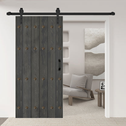 New Mid-Century Style Finished Single Sliding Barn Door With Hardware Kit (Assembly Needed)(Custom Size Avalaible)