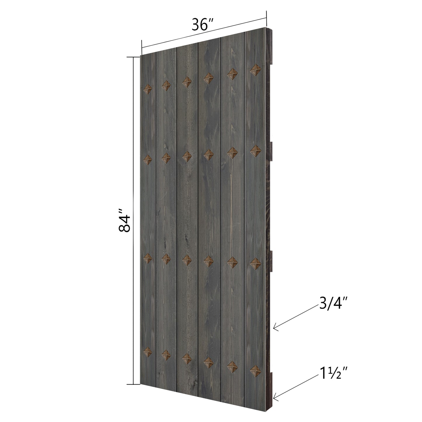 New Mid-Century Style Finished Single Sliding Barn Door With Hardware Kit (Assembly Needed)(Custom Size Avalaible)