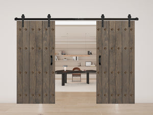 Open image in slideshow, New Mid-Century Style Finished Double Single Sliding Barn Door With Hardware Kit(Assembly Needed)(Custom Size Available)
